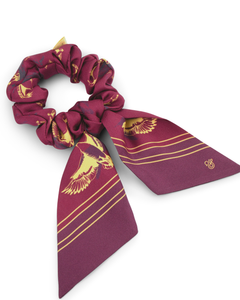 Silk Scrunchie With Bow - Burgundy