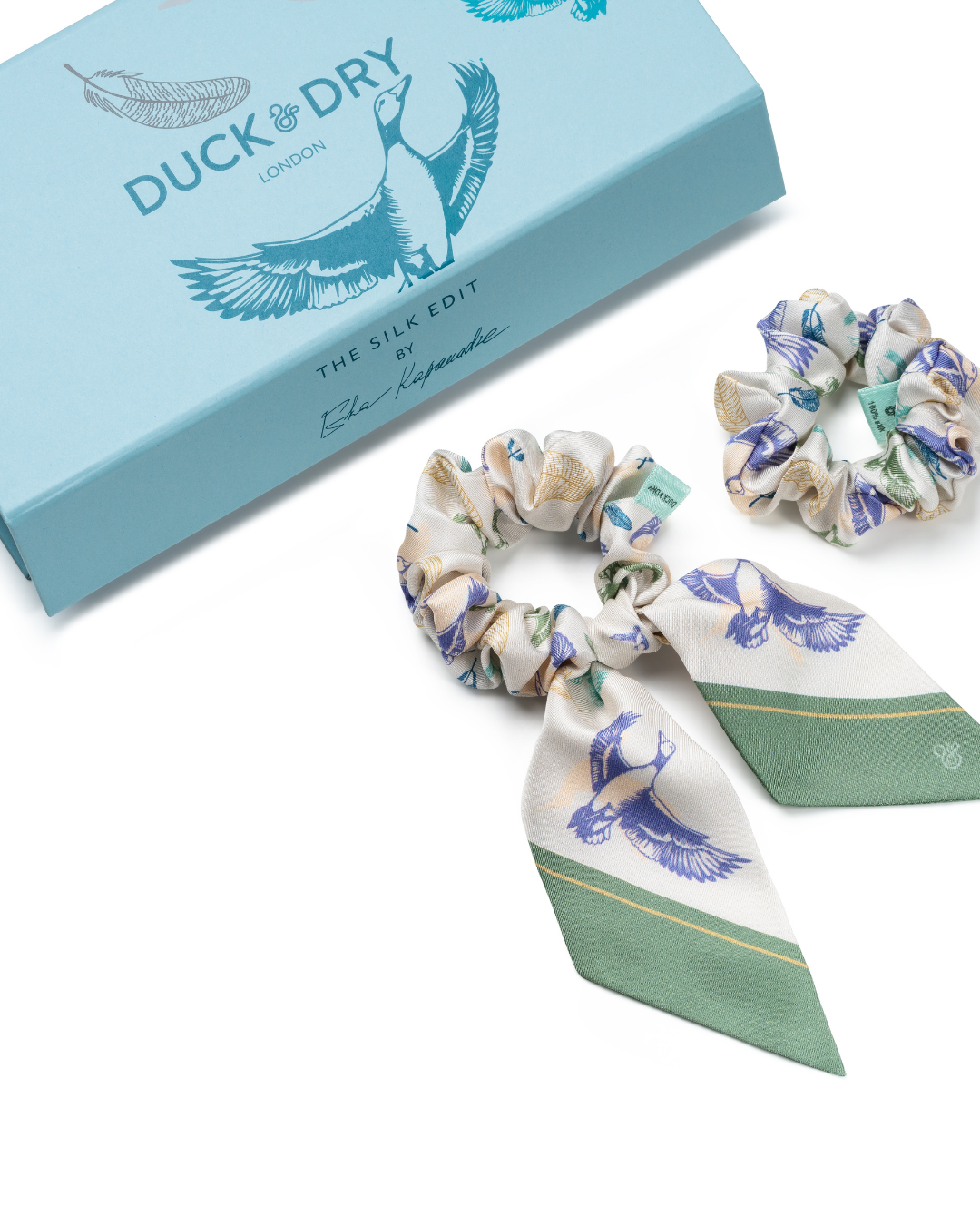 Silk Scrunchie & Bow Scrunchie Set - Cream
