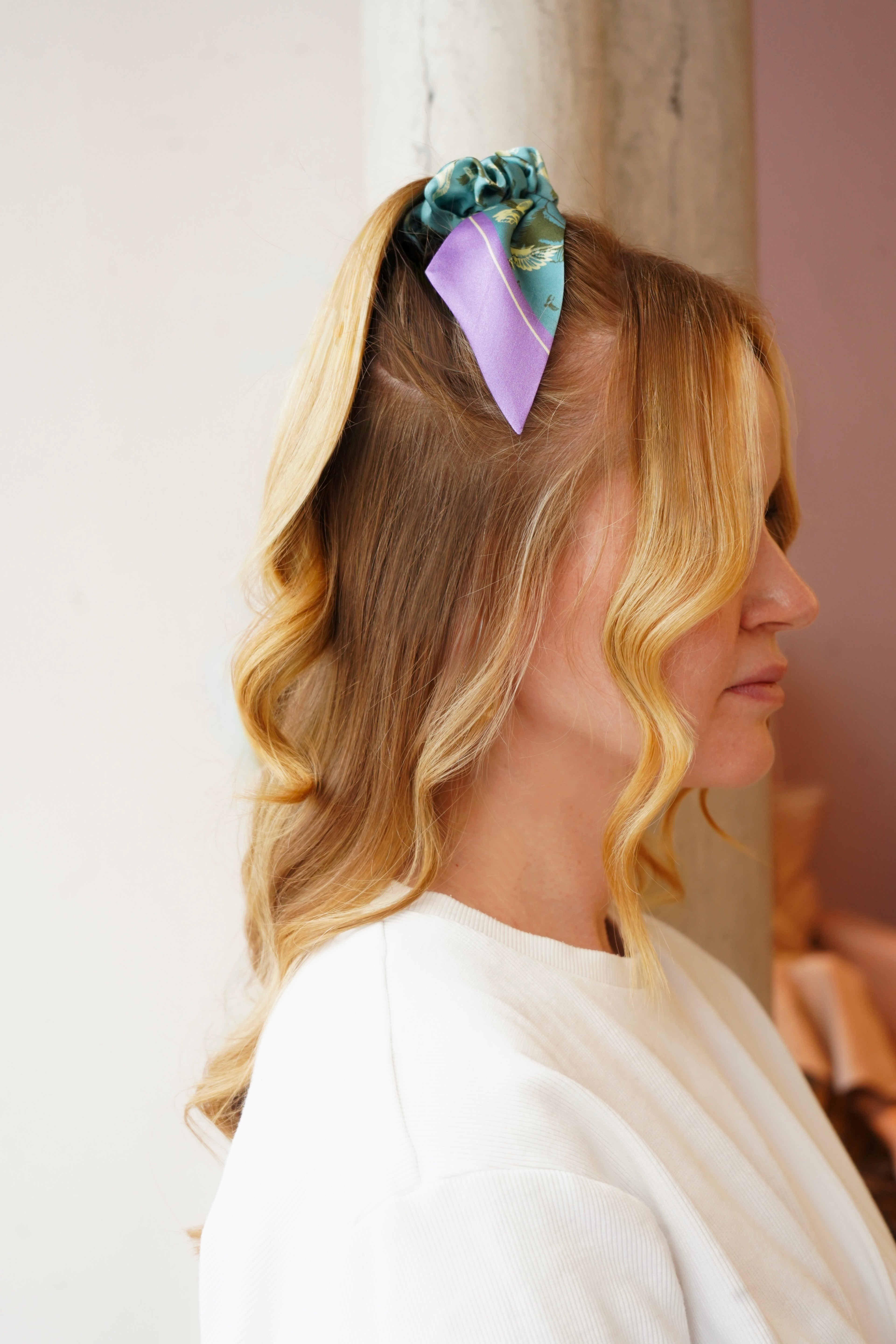 Silk Scrunchie & Bow Scrunchie Set - Blush Pink