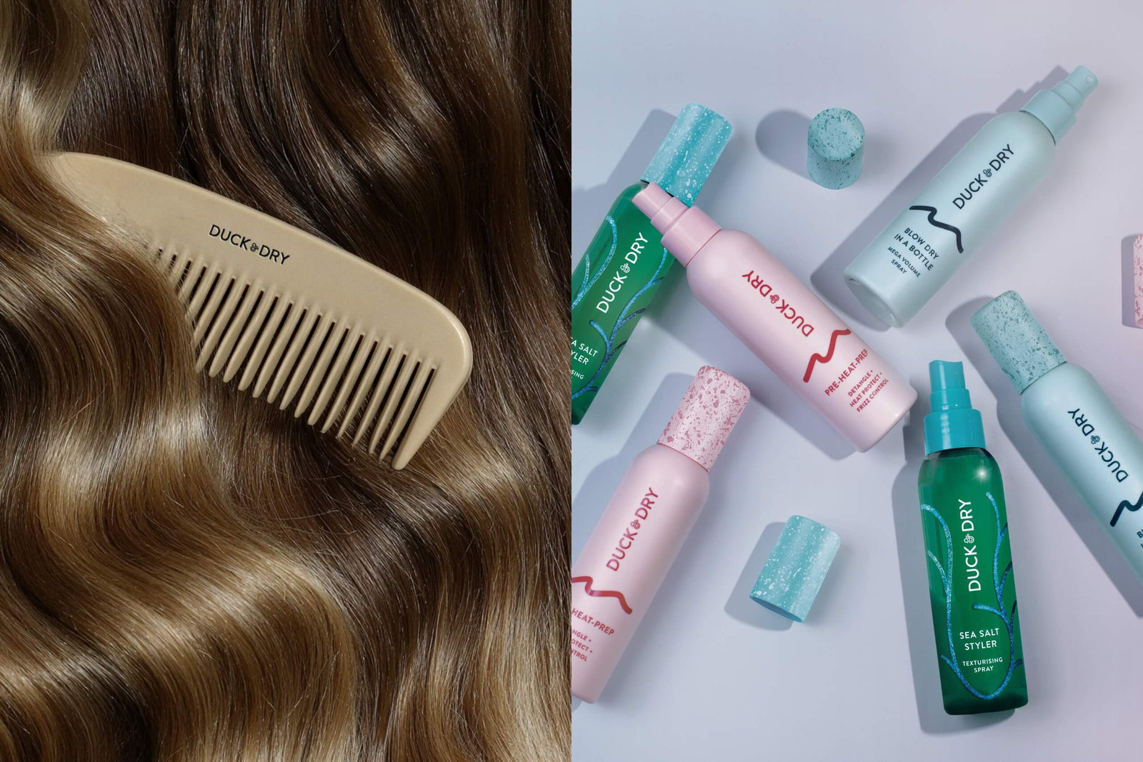 Shop all Duck & Dry award-winning hair care products, featuring styling tools, volume sprays, heat protectants, and texturizers