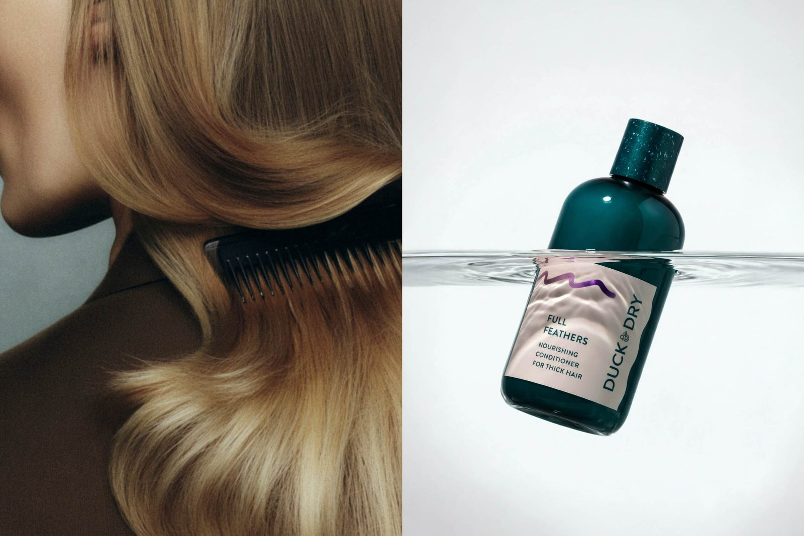Shop Duck & Dry wash and condition hair products, featuring our Full Feathers nourishing conditioner and cleansing shampoos for healthy, hydrated hair