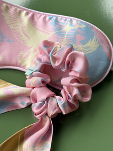 Silk Scrunchie With Bow - Blush Pink