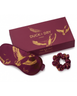 Silk Sleep Mask & Bow Scrunchie Set - Burgundy
