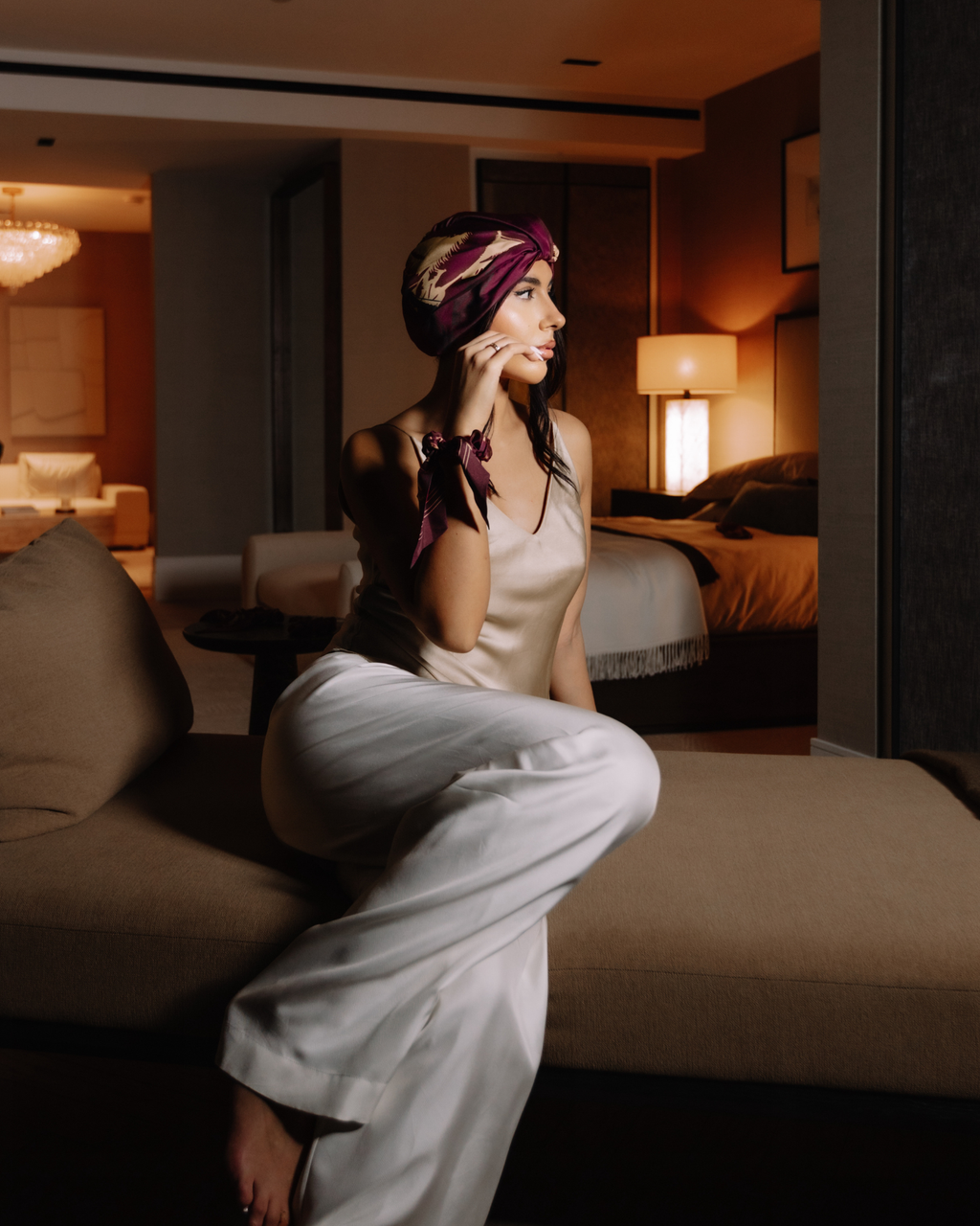 Silk Turban - Burgundy