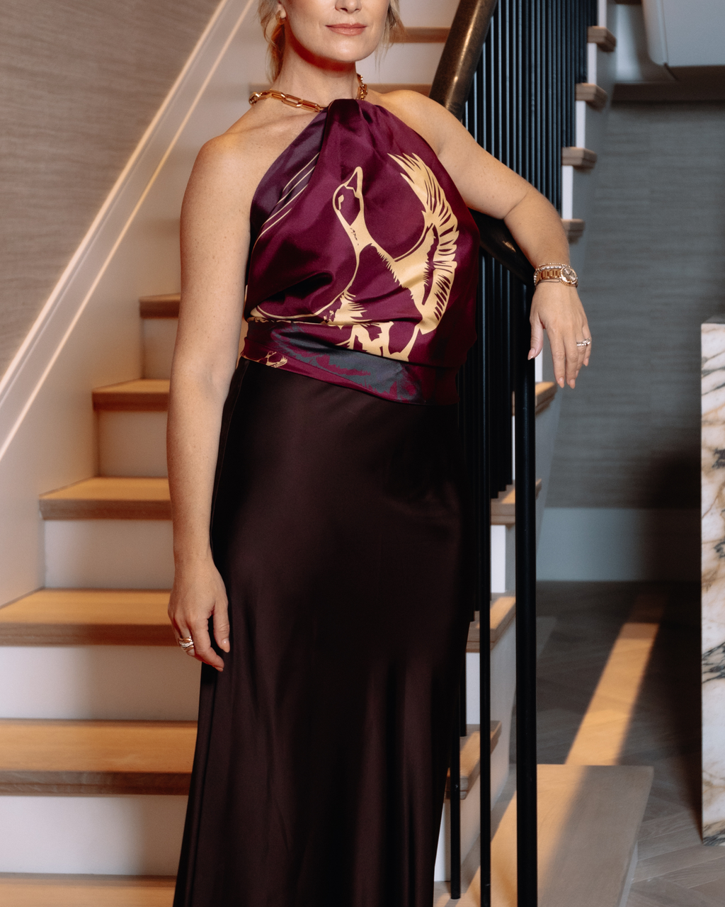 Large Silk Scarf - Burgundy