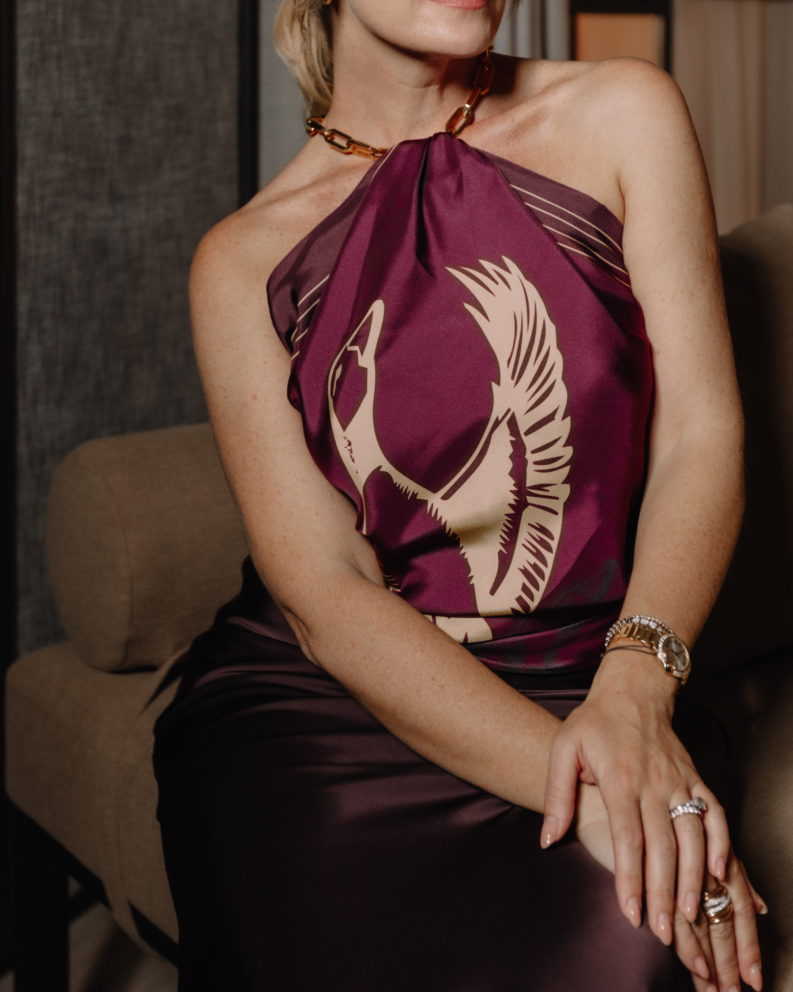 Large Silk Scarf - Burgundy