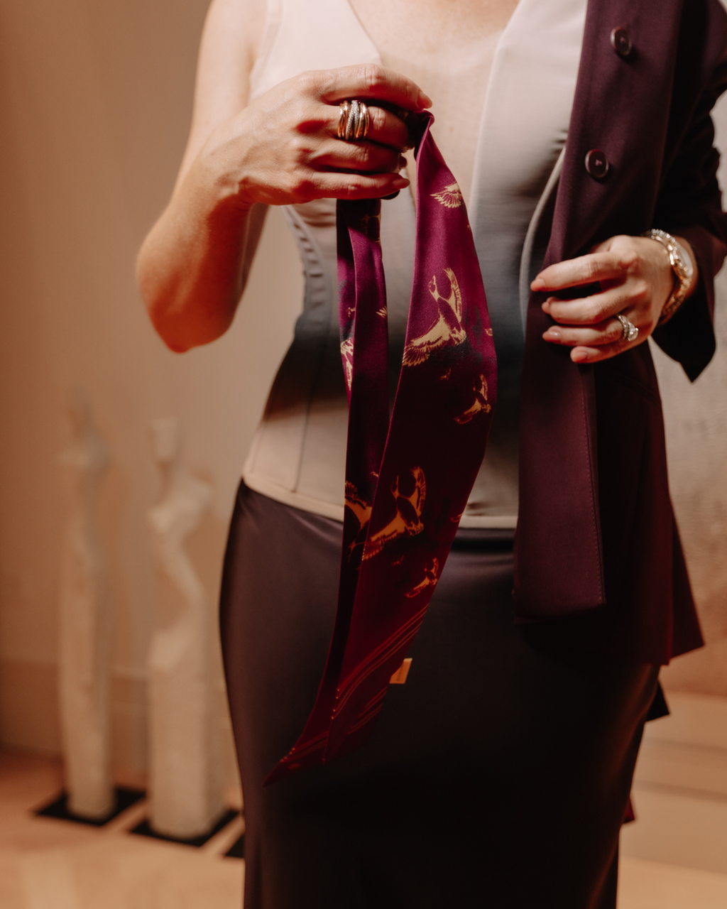 Silk Twilly - Burgundy